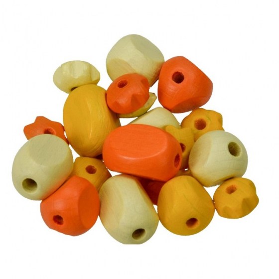 Holzperlen, Farb-Formen-Mix, 30 Stk., gelbmix